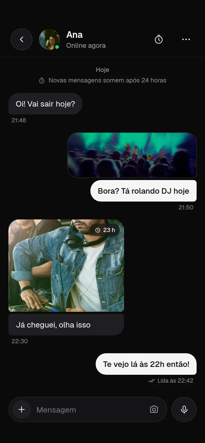 Tela do app WeGo: Chat